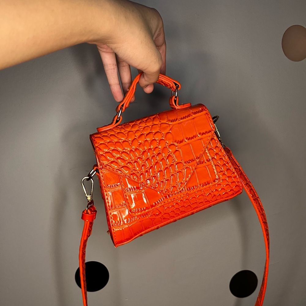 Orange Croc Skin Bag